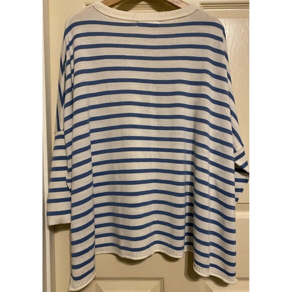 mer sea MERSEA Catalina Sweater Shirt Top One Size Stripes French Blue White GUC - Picture 2 of 16